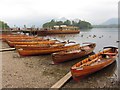 Rowing boats on Derwent Water at Keswick in CA12 4DJ