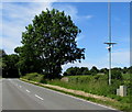Roadside weather station on a pole west of Acton Turville in GL9 1HB