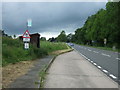 Bus stop and shelter on Painter's Lane (A52), Ednaston in DE6 3BA
