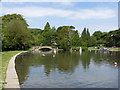 The bridge and lake at Kearsney Abbey in CT16 3DZ