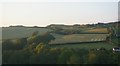 View across the valley from the railway, at Dol-y-Bont in Geneu'r Glyn Community