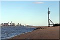 Tidal marker, low tide, New Brighton in CH45 1JT