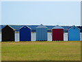 Beach huts in Hamworthy Park in BH15 4DX