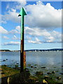 Marker on the end of a groyne on the beach at Hamworthy Park in BH15 4DX
