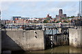 Lock at the entrance to Brunswick Dock, Liverpool Marina in L3 4DP