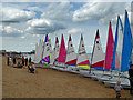 Sailing boats on the beach at Brighton Road slipway Cleethorpes in DN35 0AD