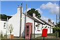 Cottages, phone box & post box, Johnstonebridge in DG11 2RS