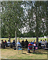 Spectators shaded by silver birch in HA6 2HH