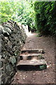Remains of sandstone steps, North Cheshire Way in WA6 6DS