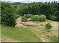 View of reconstructed Iron Age settlement, Herd Farm, Eccup in LS17 9JZ
