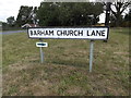 Barham Church Lane sign in Great Blakenham
