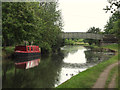 Canal boat at Sennicar Lane Bridge in WN2 1LS