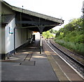 Narberth railway station platform canopy in SA67 8TY