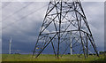 Pylon and wind turbines, Heysham Moss in LA3 2FT
