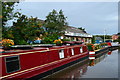 Moored narrowboats and boatyard at Stone in ST15 0HW