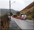 Temporary traffic lights in Abergwynfi in SA13 3TU