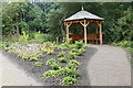Woodland shelter at RHS Garden Harlow Carr in HG3 1QL