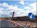 Approaching roadworks at A73 roundabout from M8 slip road in ML6 8GZ