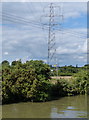 Power lines crossing the Grand Union Canal in NN11 2EN