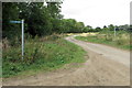 Bridleway crossing Wood Lane in MK44 3QJ