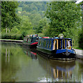 Moored narrowboats near Cheddleton, Staffordshire in ST13 7LL