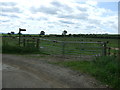 Footpath and field entrance near Rose's Bower in NE19 2HD
