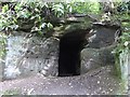 Rock-cut shelter in Helsdale Wood in WA13 0SQ