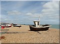Boats on the shingle beach Lower Walmer in CT14 7TB