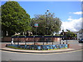 Village sign and mural in the Square, Keyworth in NG12 5JN