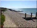 Groynes and pebble beach, East Wittering in PO20 8LQ