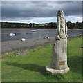 Statue beside the Teifi in St Dogmaels in SA43 1PA