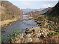 Afon Glaslyn and Footbridge at Llyn Dinas Outflow in Beddgelert Community