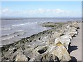 Sea defences, Bristol Channel in BS21 6UX