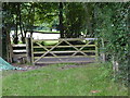 Footpath reaches gate to Mutton's Lane in RH20 3AG