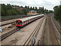 London Underground train approaching Preston Road station in HA9 9SQ