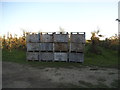 Stack of boxes at Sole Street orchard in DA12 3DB