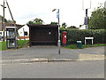 Telepnone Box, Bus Shelter & Heath Road (White Horse) George V Postbox in CM11 1QE