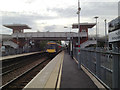 Eastbound CrossCountry train arriving at Coleshill Parkway railway station in B46 1PW
