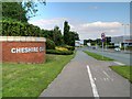 Entrance to Cheshire Oaks Business park in CH2 4DD