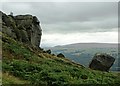 The Cow and Calf Rocks under a leaden sky in LS29 8BH