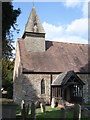 Putley Church spire and entrance porch in HR8 2QW