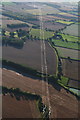 Cables and pylons north of Bradenham Hall: aerial 2015 in NR19 2AD