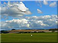 Blue skies and white clouds over Old Sarum Airfield, near Salisbury in SP4 6DA