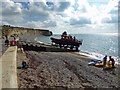 Bringing in the independent lifeboat at Freshwater Bay in PO40 9QT