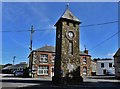 St. Teath Square: The war memorial and clock tower in PL30 3LQ