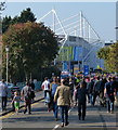 Crowds outside the King Power Stadium in LE2 7LB