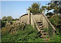 Footbridge and meadows near Hinxton in CB10 1SA