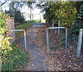 Metal frames across a footpath, Rogiet in NP26 5JF