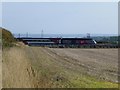 Virgin train heading south in Widdrington Station