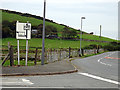 Traditional road sign in Rhoslefain in LL36 9NA